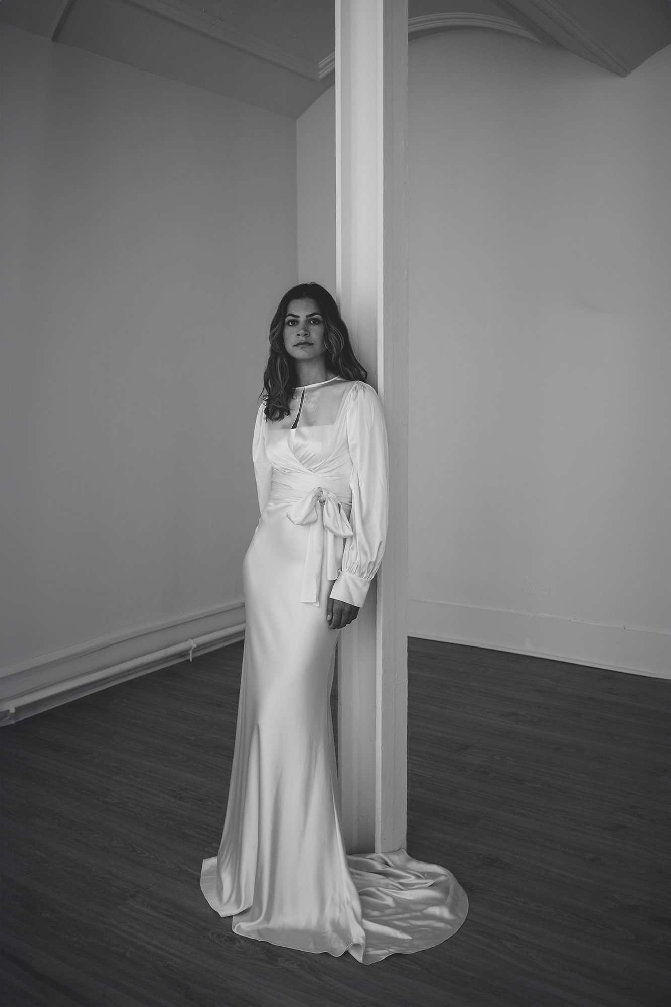 CLARA + LAURIE | Square Neck Satin Wedding Dress and Silk CLARA + LAURIE | Square Neck Satin Wedding Dress and Silk